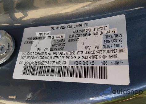 2017 Mazda Mx-5 Miata Rf Grand Touring z USA, uszkodzony, nr VIN JM1NDAM76H0100154